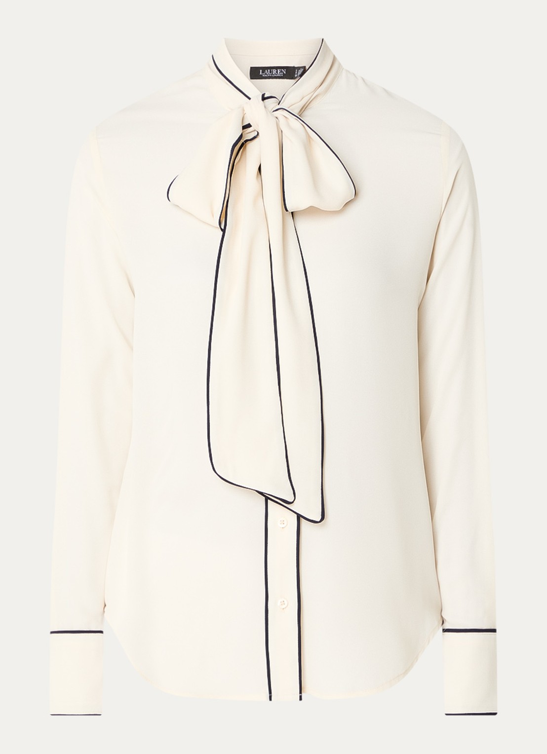 Ralph Lauren Blouse met sjaalkraag  - voorkant 3 creme