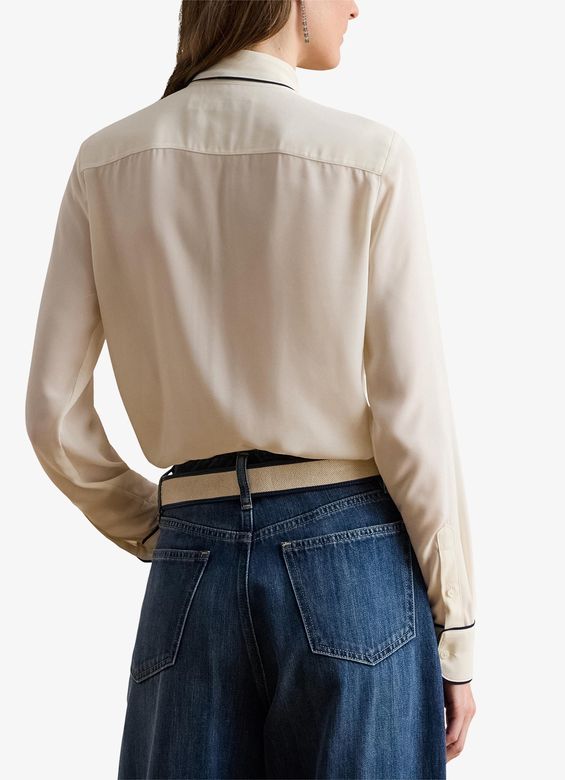 Ralph Lauren Blouse met sjaalkraag  - achterkant 3 gebroken wit