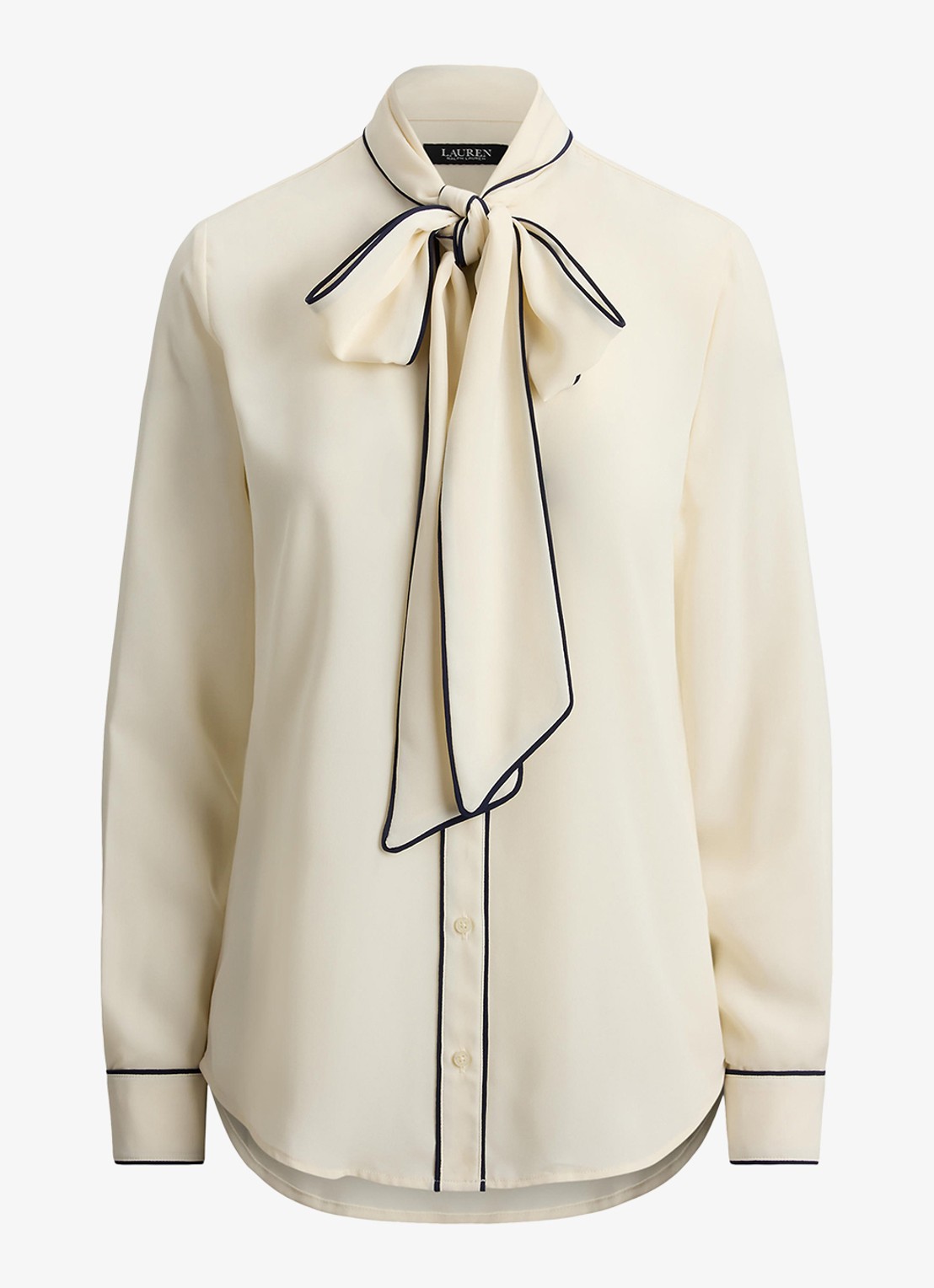 Ralph Lauren Blouse met sjaalkraag  - voorkant gebroken wit