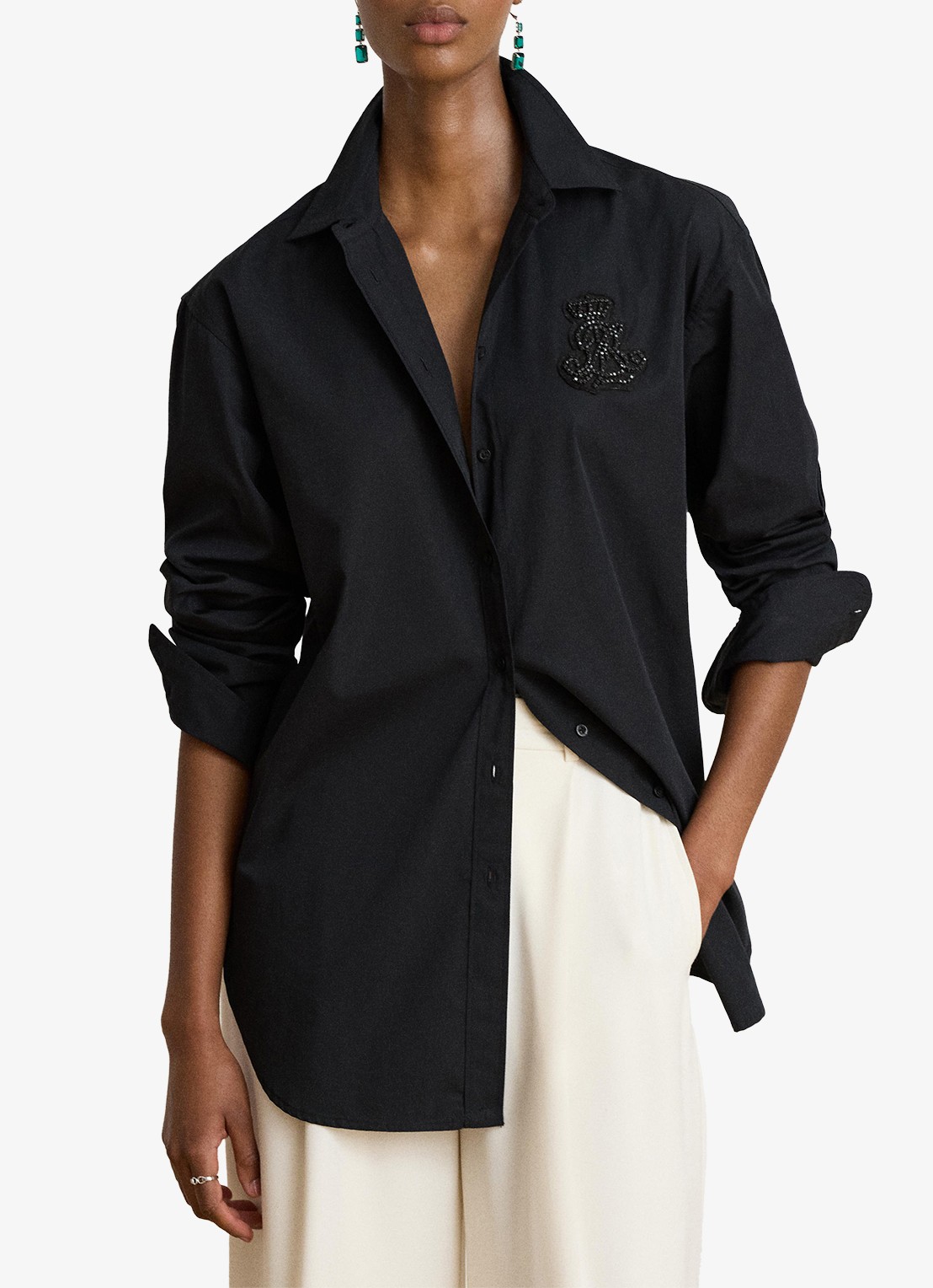 Ralph Lauren Blouse met strass - detail zwart
