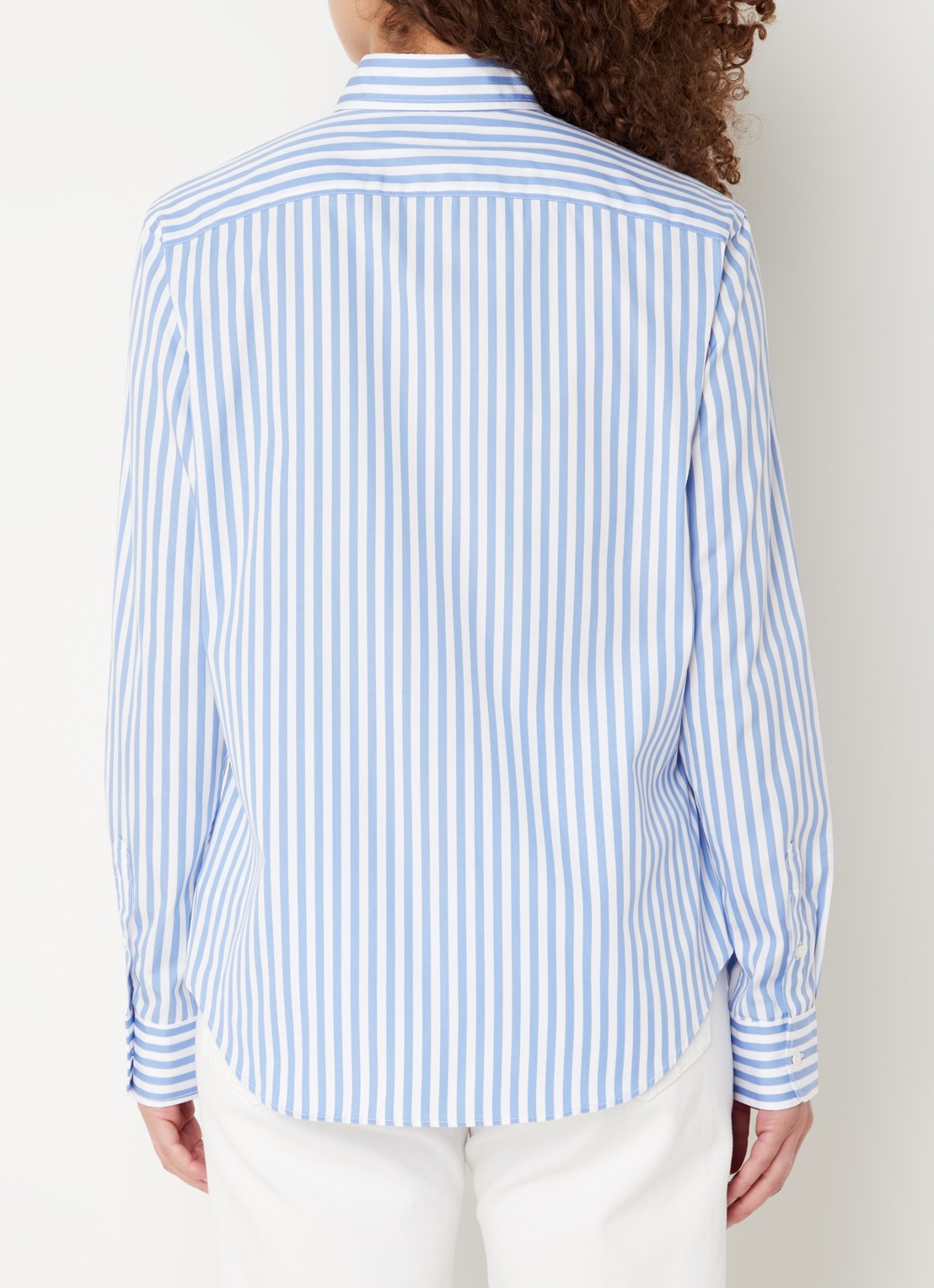 Ralph Lauren Blouse met streepprint en logoborduring - achterkant 2 lichtblauw