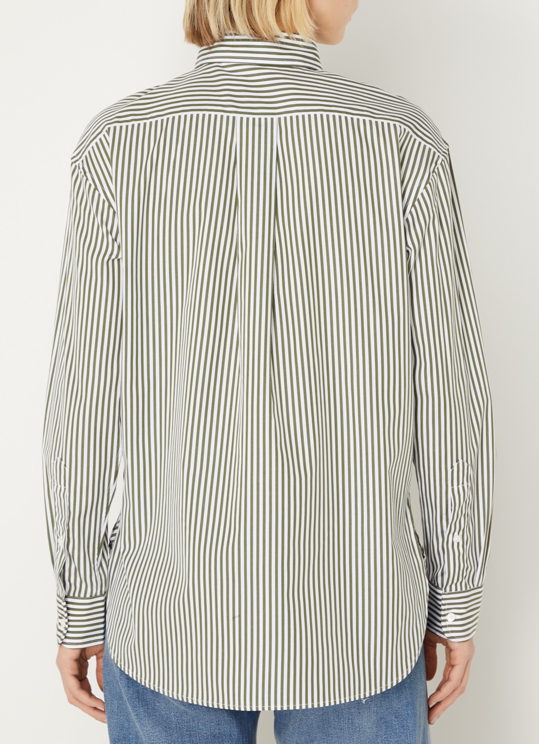 Ralph Lauren Blouse met streepprint en logoborduring - achterkant legergroen