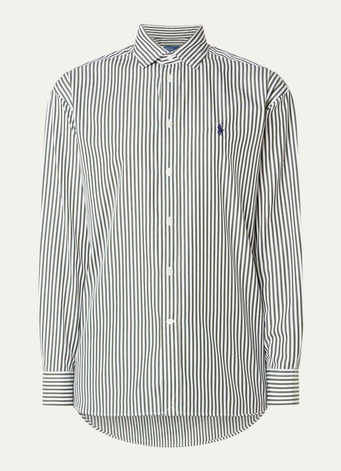 Ralph Lauren Blouse met streepprint en logoborduring - voorkant groen