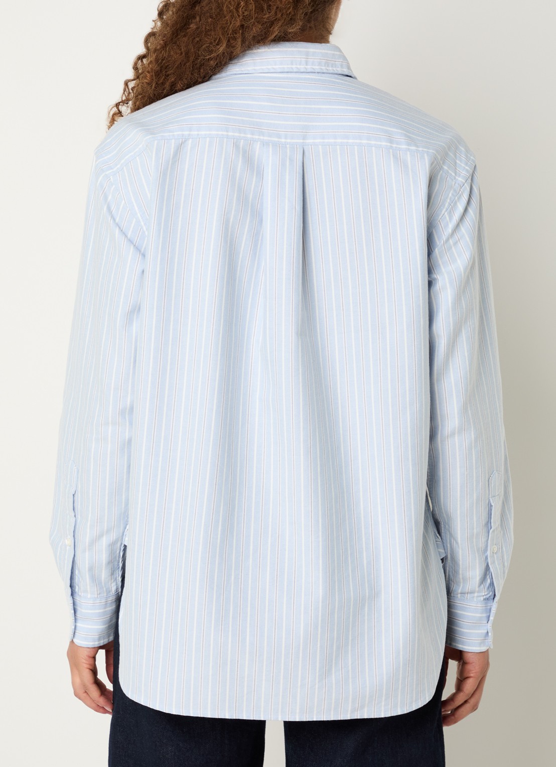 Ralph Lauren Blouse met streepprint en logoborduring - achterkant 4 lichtblauw
