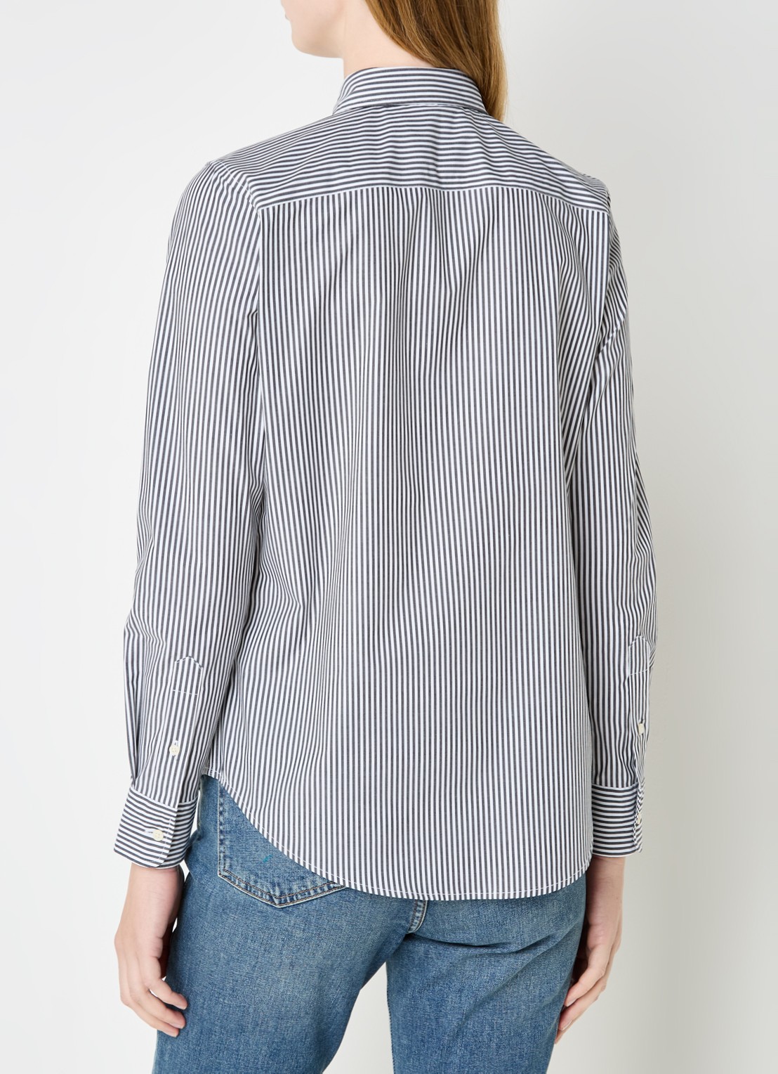 Ralph Lauren Blouse met streepprint en logoborduring - achterkant 3 donkerblauw