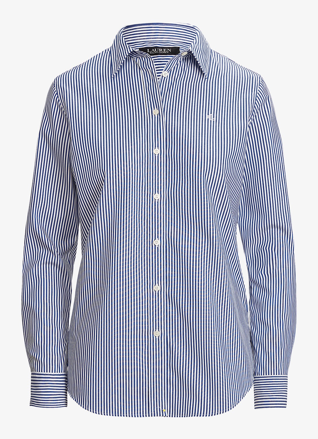 Ralph Lauren Blouse met streepprint en logoborduring - voorkant blauw