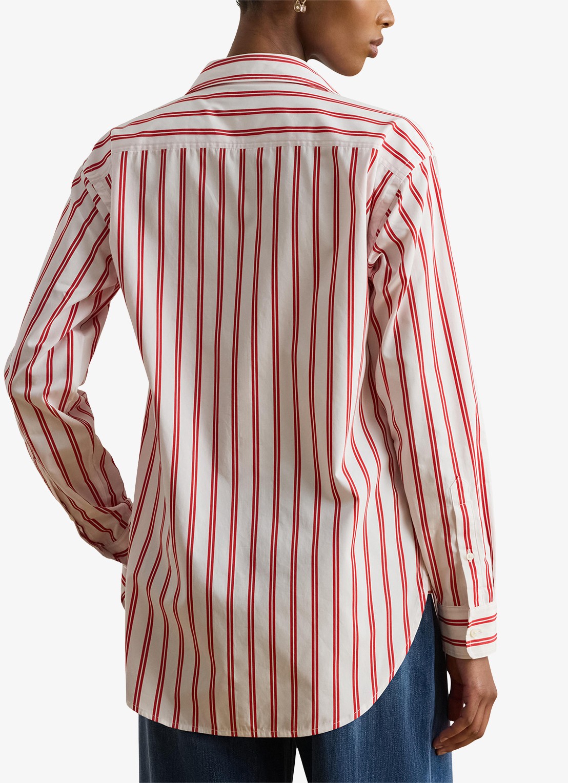 Ralph Lauren Blouse met streepprint en logoborduring - achterkant 5 red white multi / rood