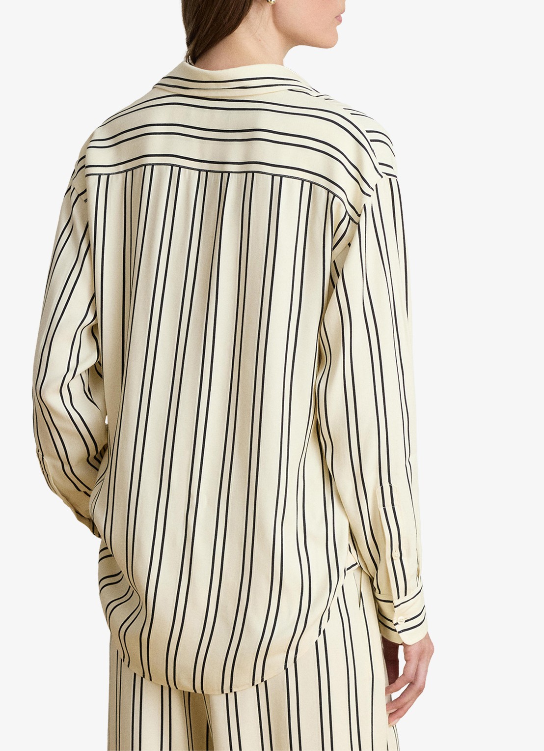 Ralph Lauren Blouse met streepprint en logoborduring - achterkant 5 mascarpone cream/black / crème/zwart