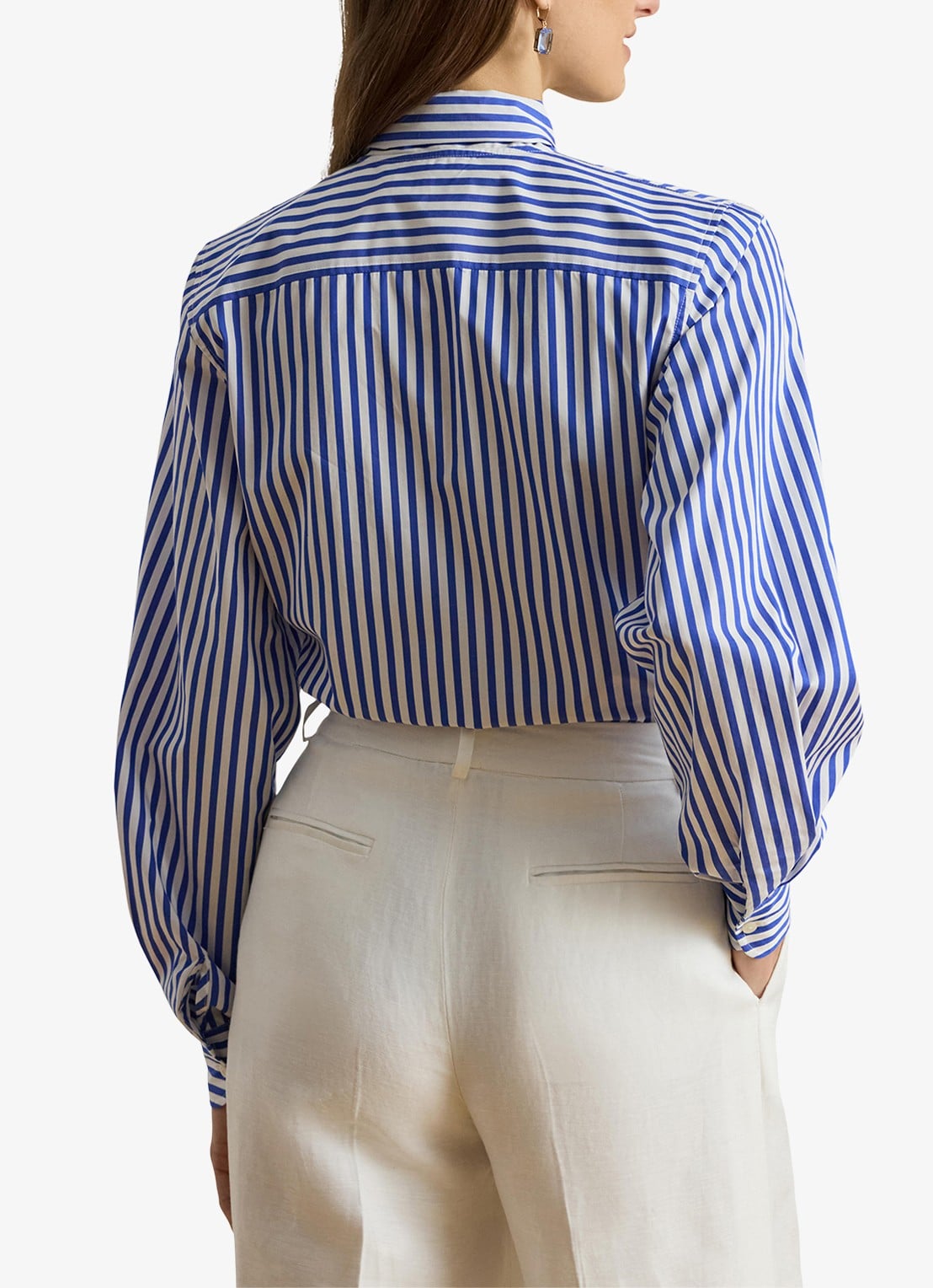 Ralph Lauren Blouse met streepprint en sjaalkraag - achterkant 3 blue / blauw