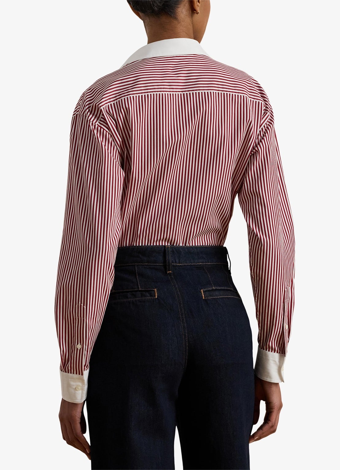 Ralph Lauren Blouse met streepprint  - achterkant bordeauxrood