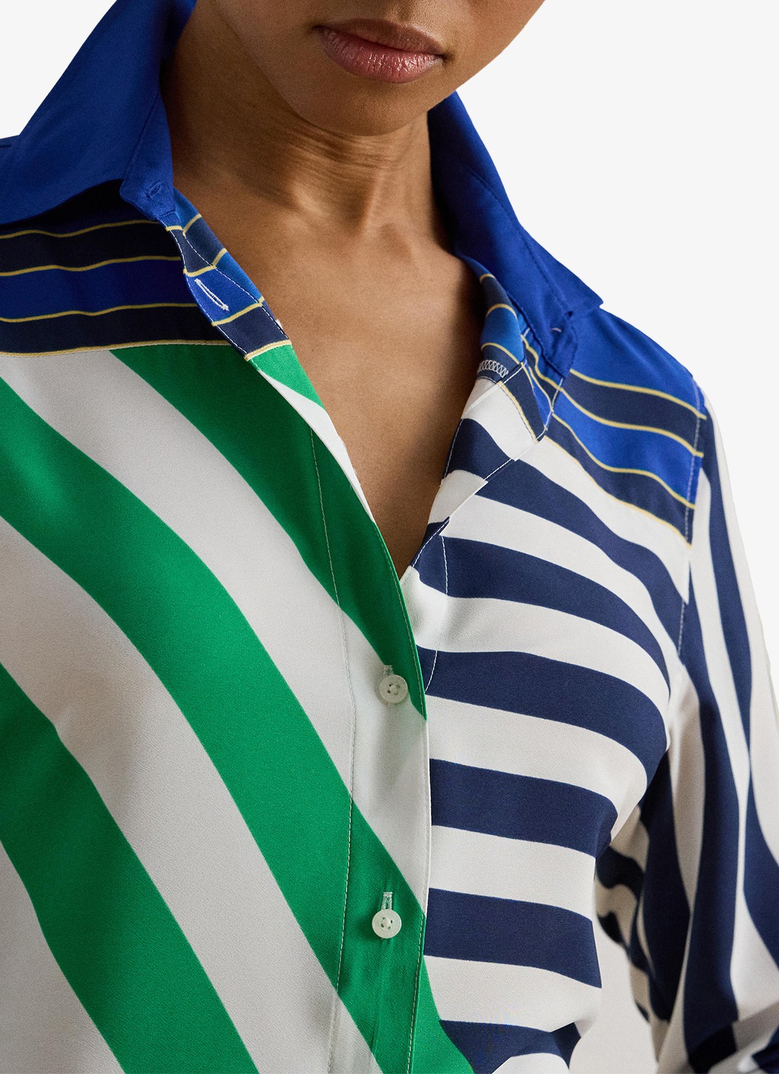 Ralph Lauren Blouse met streepprint - detail 2 navy / donkerblauw