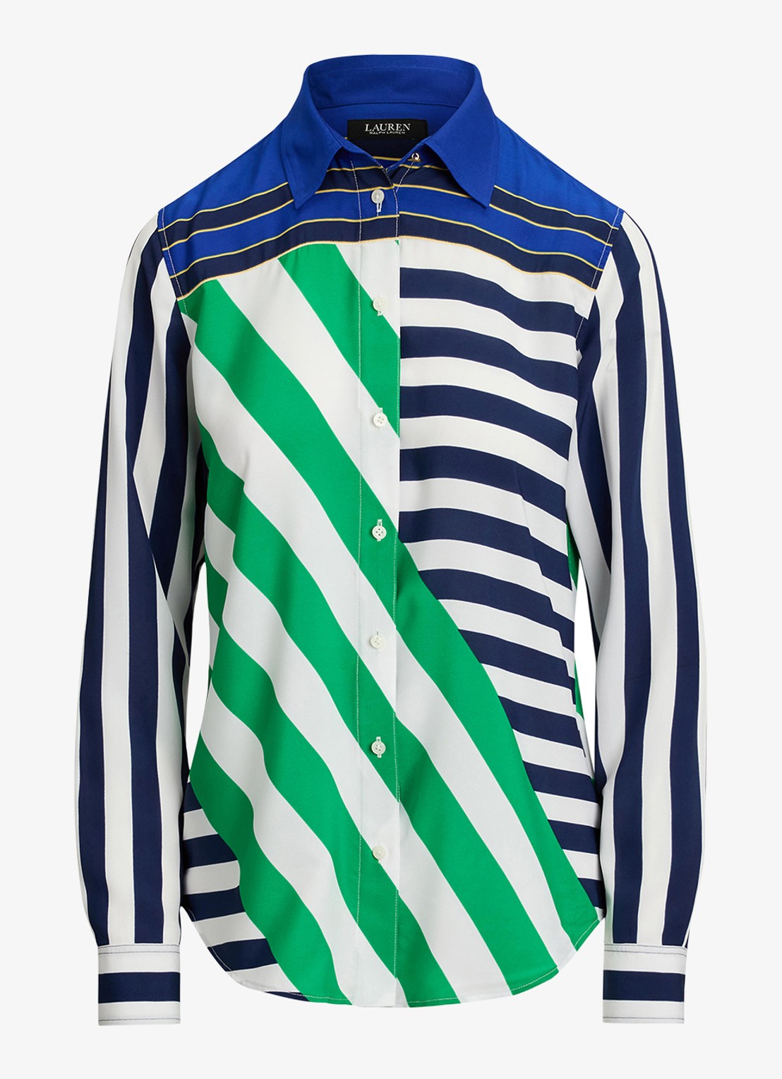 Ralph Lauren Blouse met streepprint - voorkant 3 navy / donkerblauw