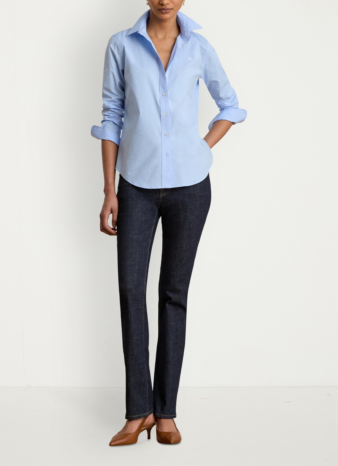 Ralph Lauren Blouse met stretch - voorkant 2 blue / blauw