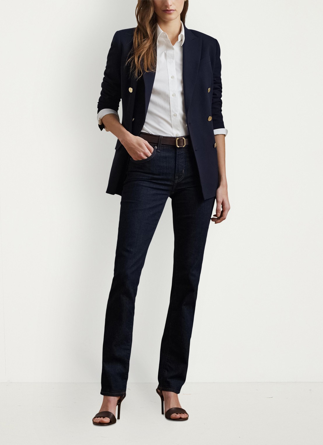 Ralph Lauren Blouse met stretch - voorkant 5 white / wit