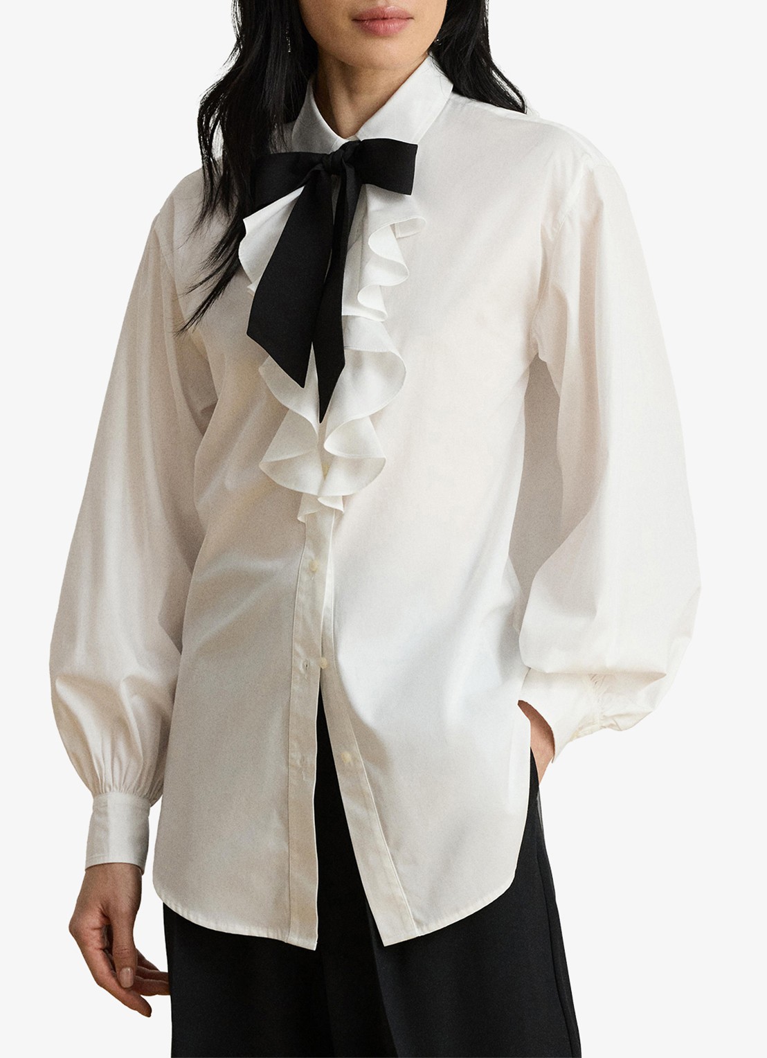 Ralph Lauren Blouse met volant en strikdetail - detail 2 wit