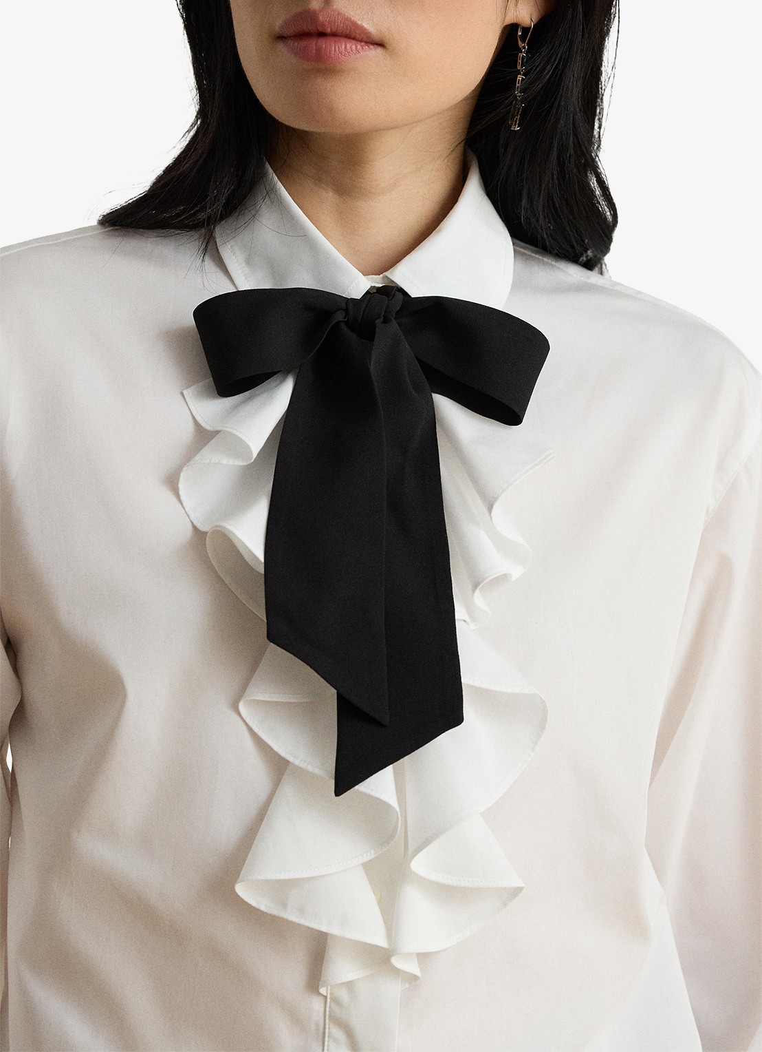 Ralph Lauren Blouse met volant en strikdetail - detail 3 wit