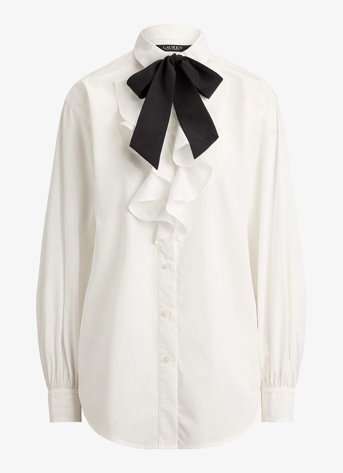 Ralph Lauren Blouse met volant en strikdetail - voorkant 4 wit