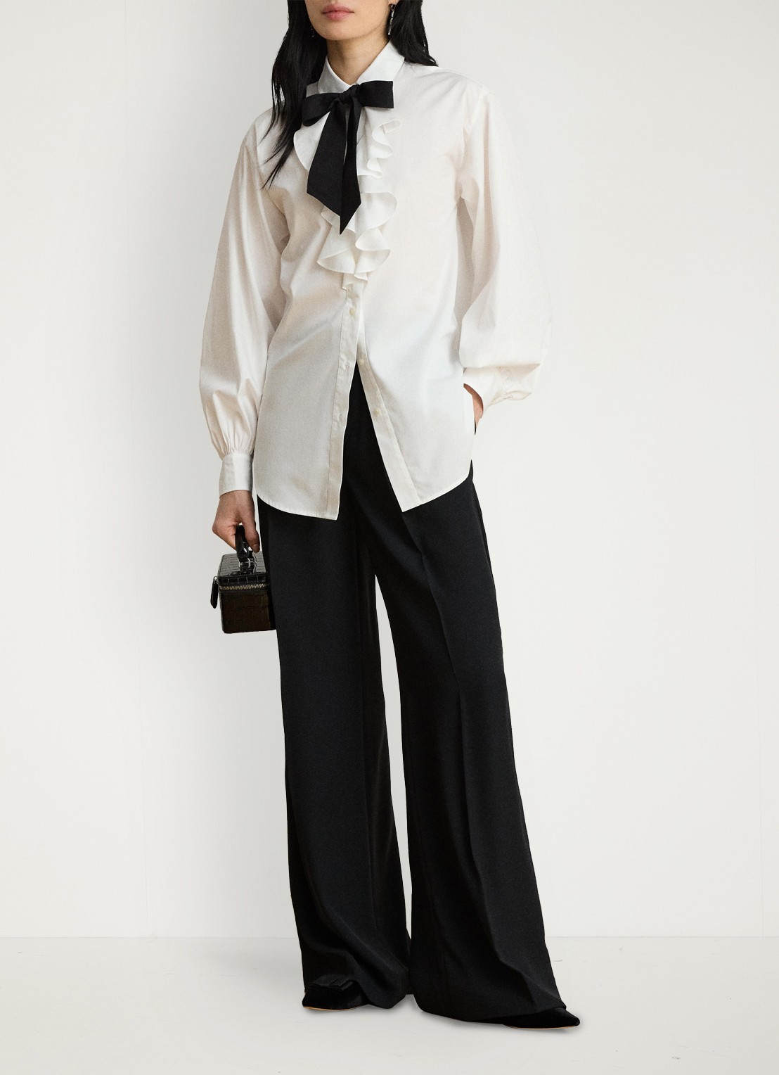 Ralph Lauren Blouse met volant en strikdetail - voorkant 5 wit