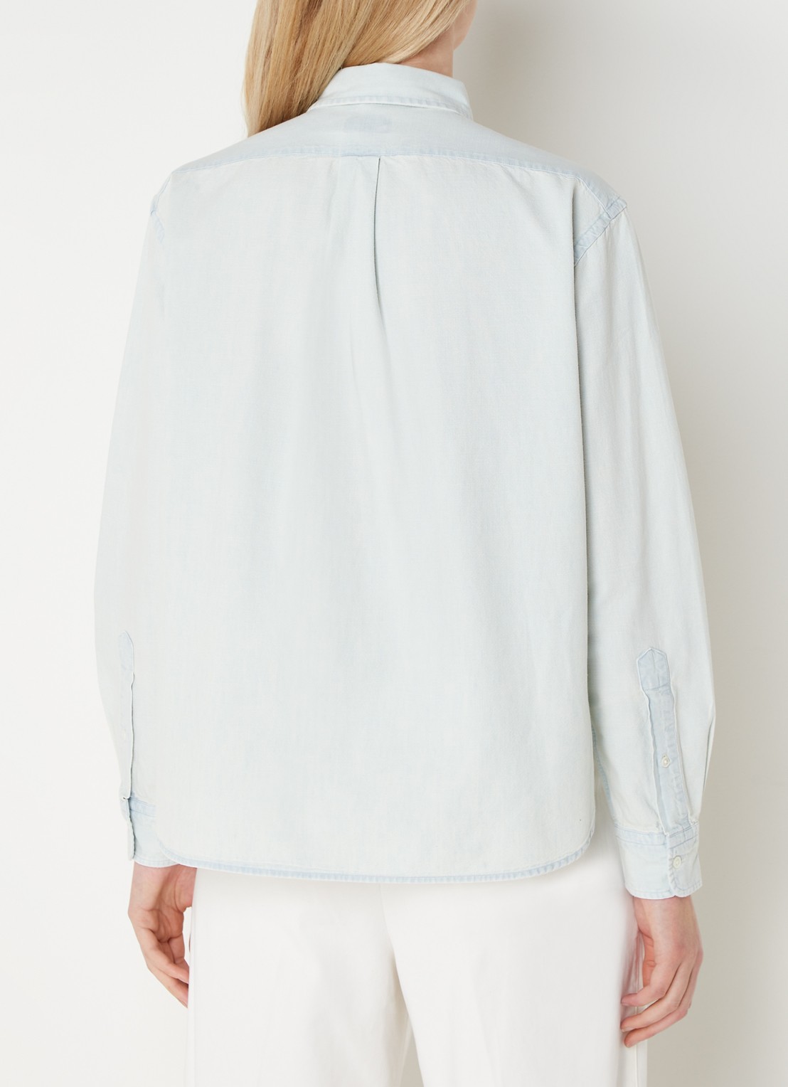 Ralph Lauren Blouse van chambray met logo - achterkant 4 lichtblauw