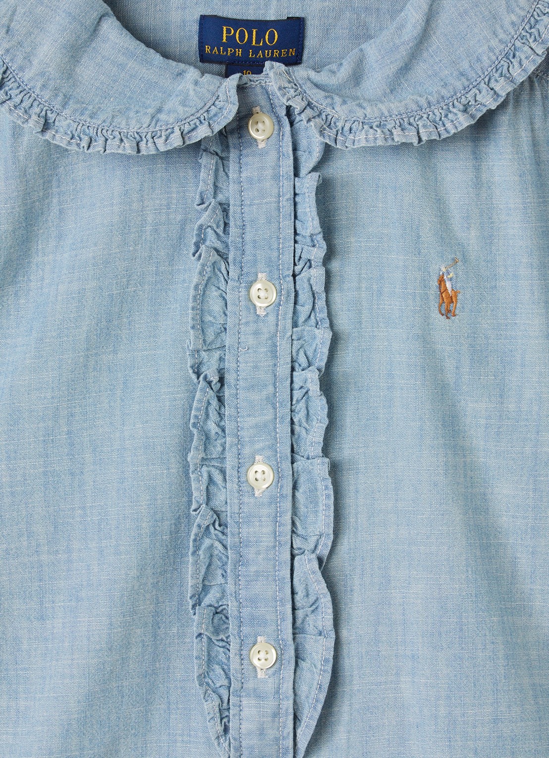 Ralph Lauren Blouse van chambray met logo - detail 3 indigo