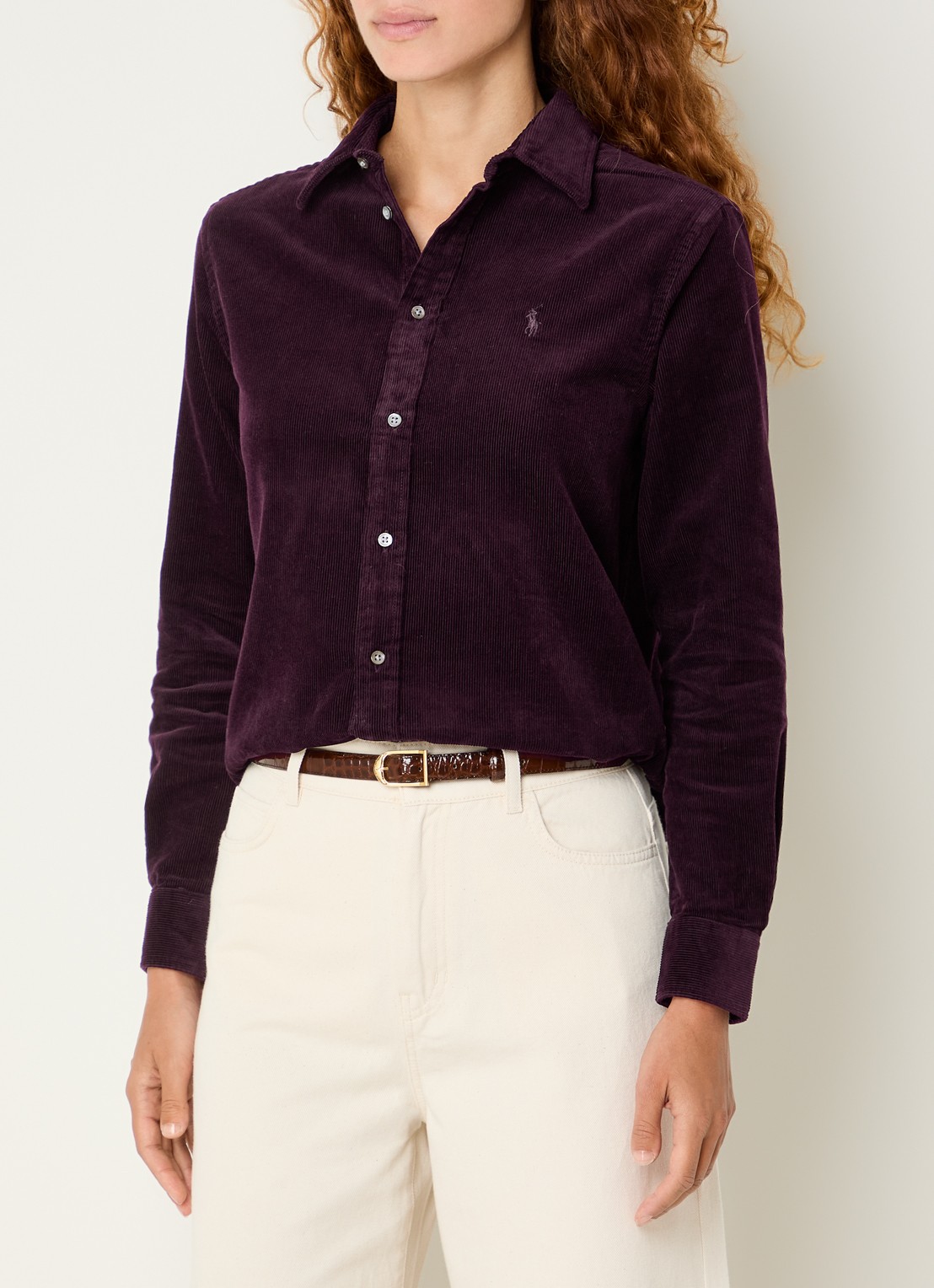 Ralph Lauren Blouse van corduroy - detail 3 aubergine