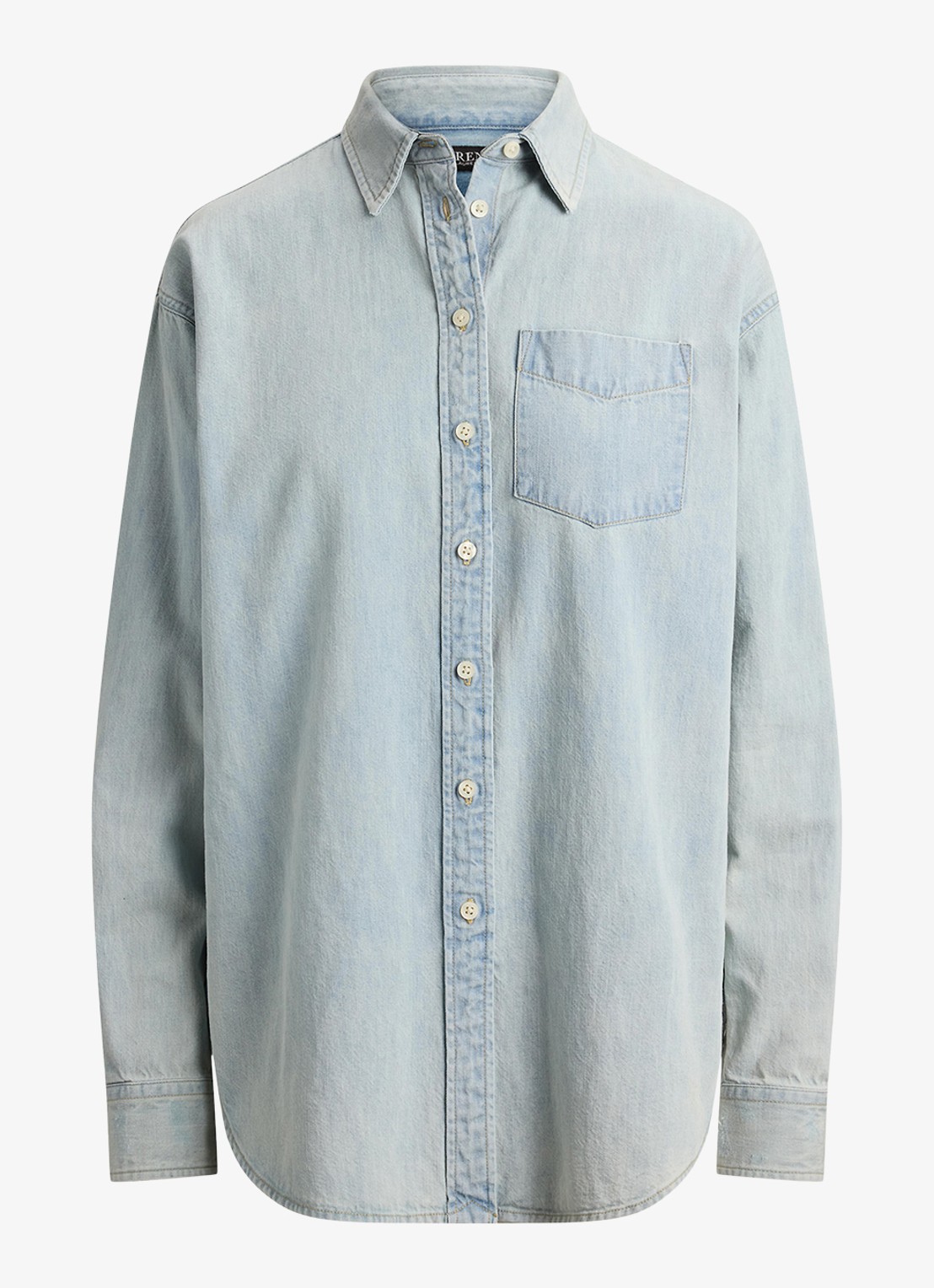 Ralph Lauren Blouse van denim met borstzak - voorkant 4 arilee wash /  blauw