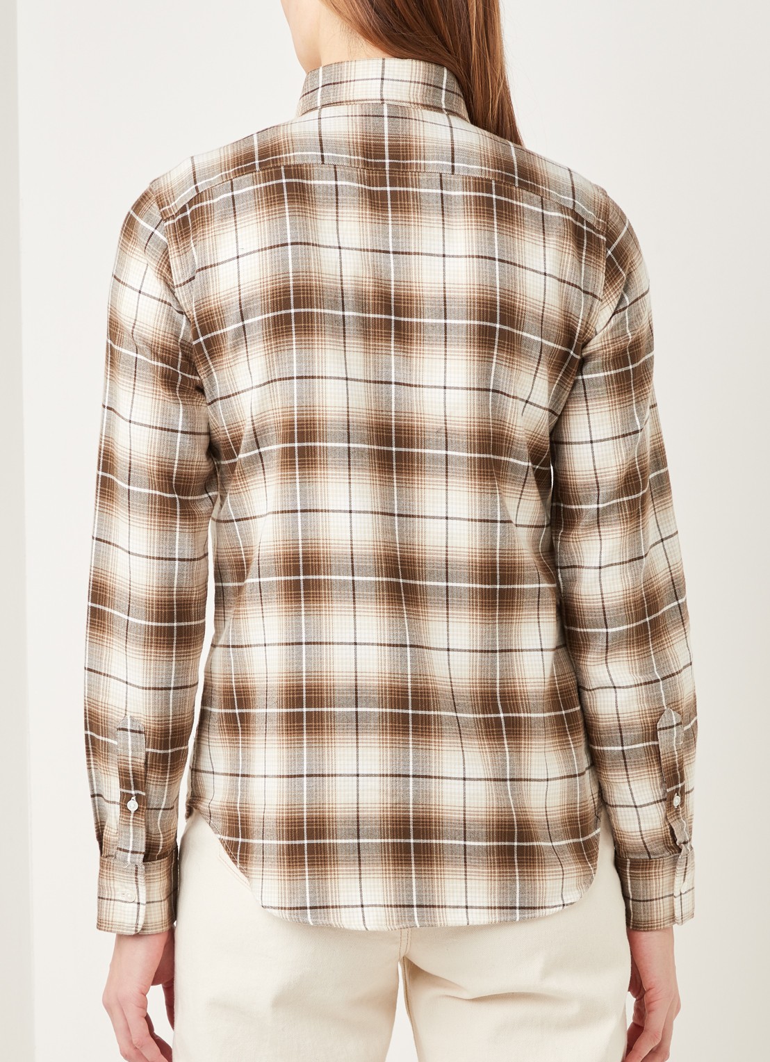 Ralph Lauren Blouse van flanel met ruitdessin - achterkant bruin
