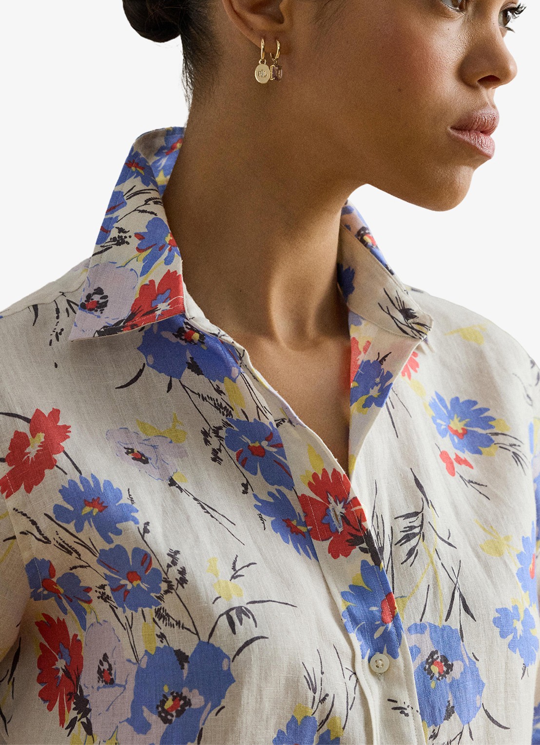 Ralph Lauren Blouse van linnen met bloemenprint - detail 4 cream multi / creme