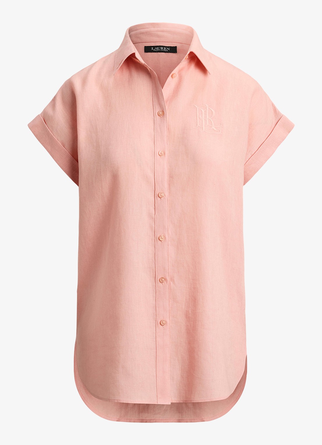 Ralph Lauren Blouse van linnen met logoborduring - voorkant 2 pink rhodonite / roze