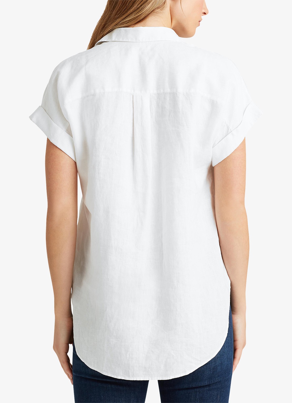 Ralph Lauren Blouse van linnen - achterkant white / wit