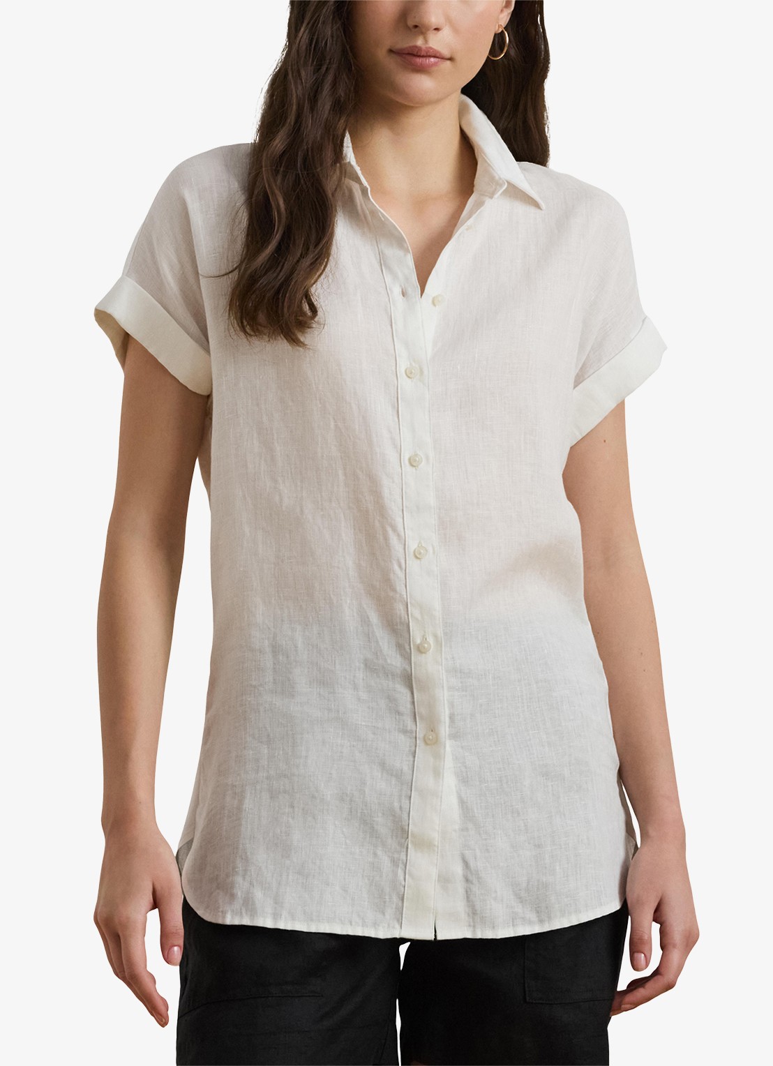 Ralph Lauren Blouse van linnen - detail 6 white / wit