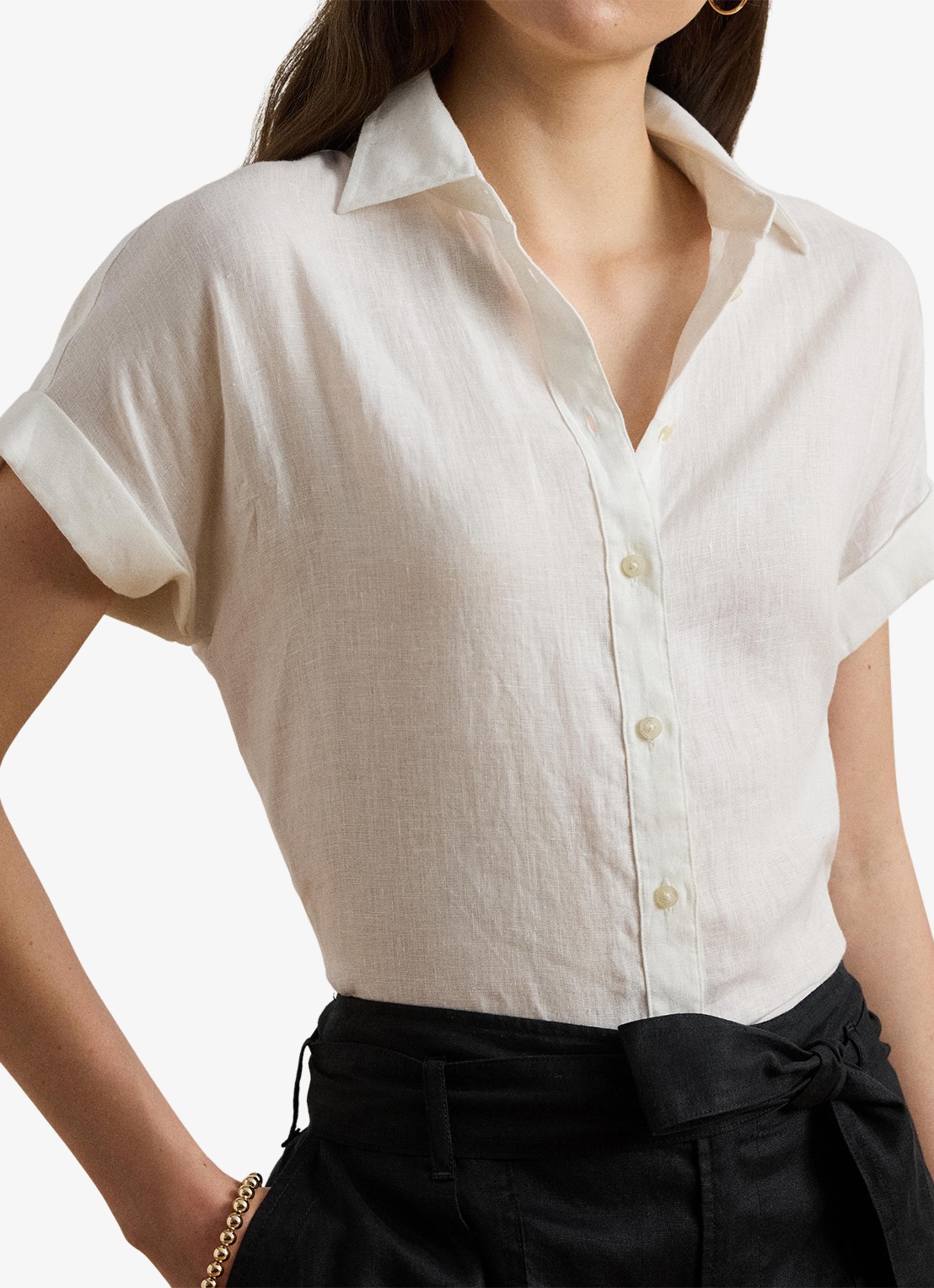 Ralph Lauren Blouse van linnen - detail 7 white / wit