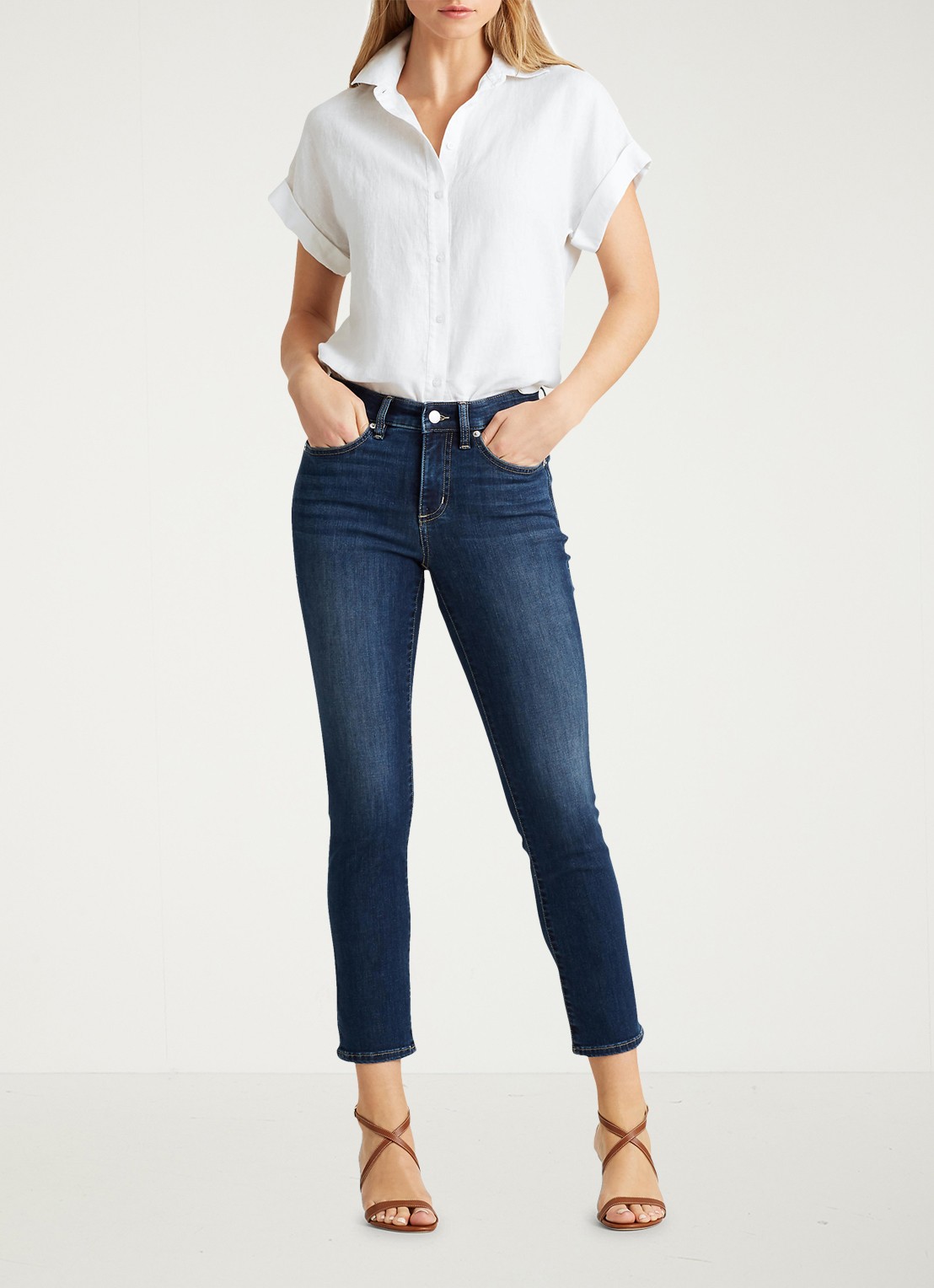 Ralph Lauren Blouse van linnen - voorkant 4 white / wit