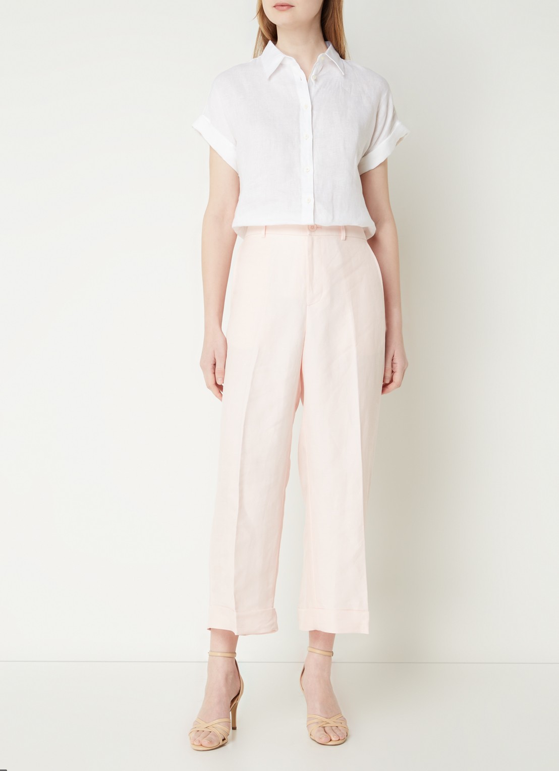 Ralph Lauren Blouse van linnen - voorkant 5 white / wit