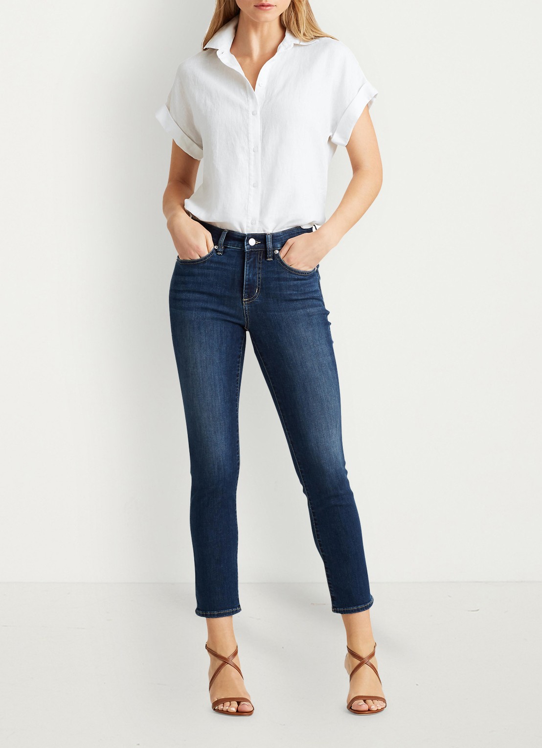 Ralph Lauren Blouse van linnen - voorkant 2 wit