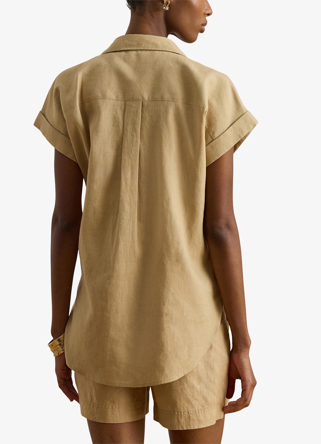 Ralph Lauren Blouse van linnen - achterkant birch tan / beige