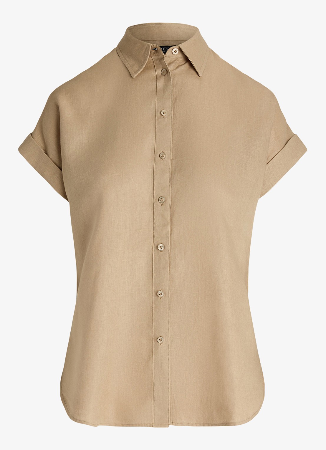 Ralph Lauren Blouse van linnen - voorkant 4 birch tan / beige