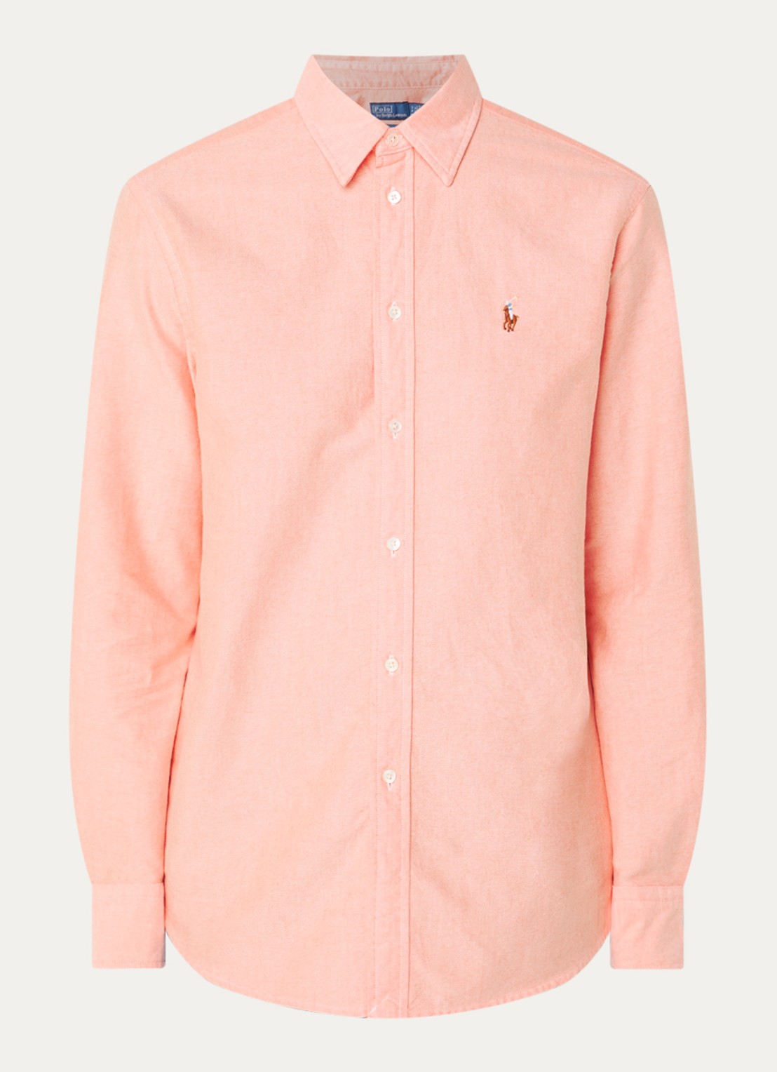 Ralph Lauren Blouse van piqué katoen - voorkant 2 zalmroze