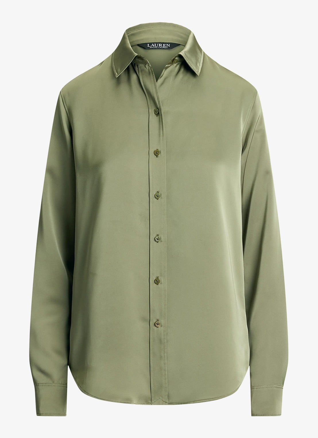 Ralph Lauren Blouse van satijn - voorkant 2 light agave / groen