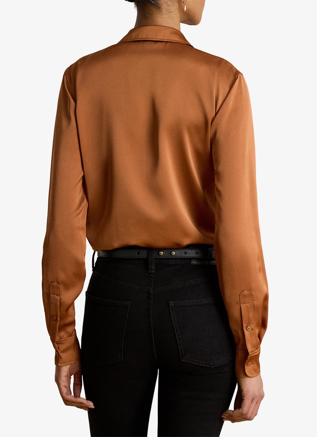 Ralph Lauren Blouse van satijn - achterkant red terracotta / rood