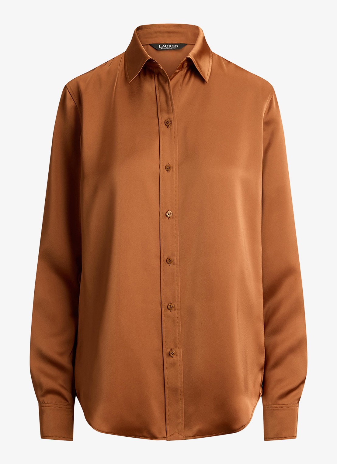 Ralph Lauren Blouse van satijn - voorkant 4 red terracotta / rood