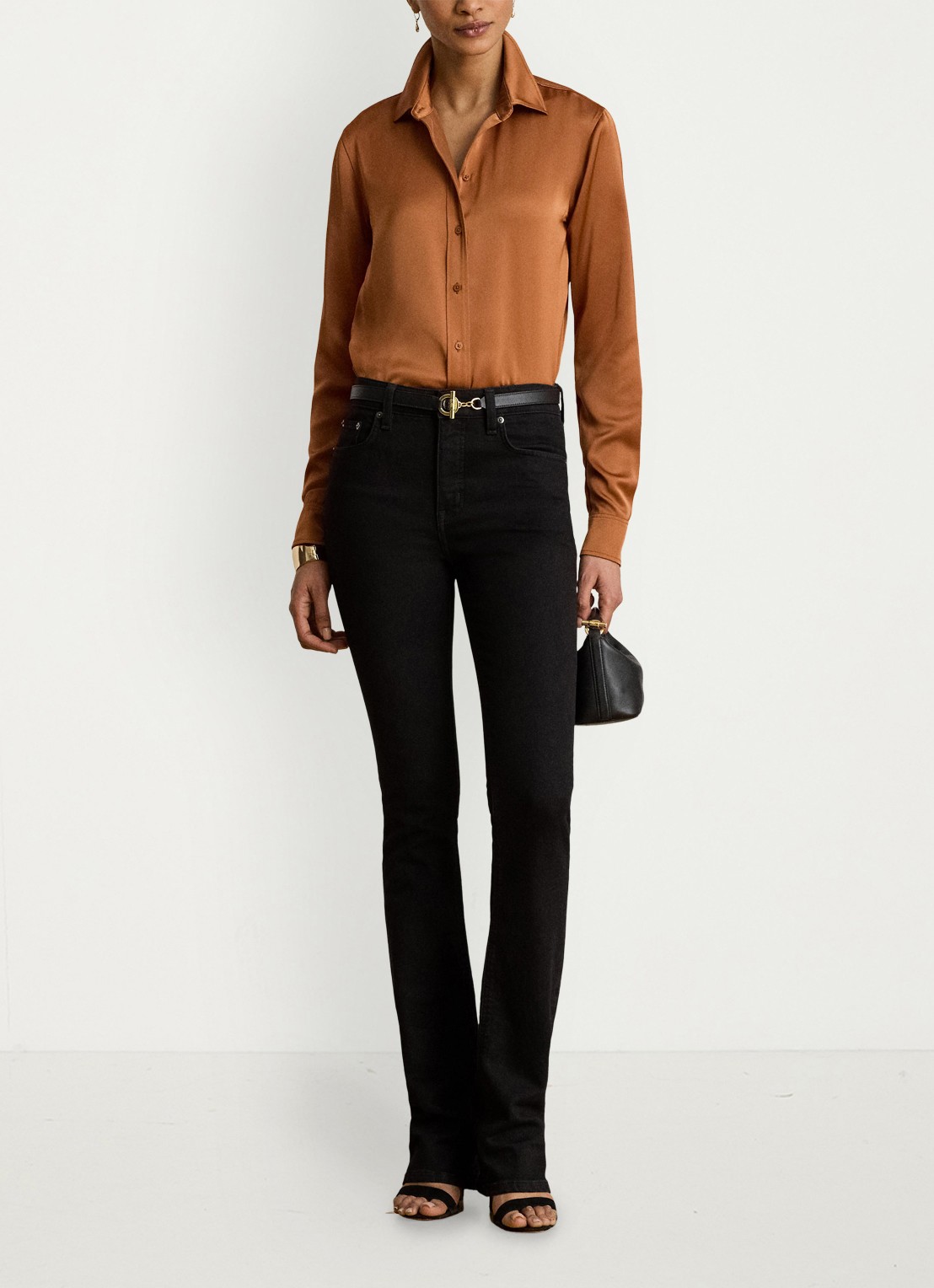 Ralph Lauren Blouse van satijn - voorkant 5 red terracotta / rood