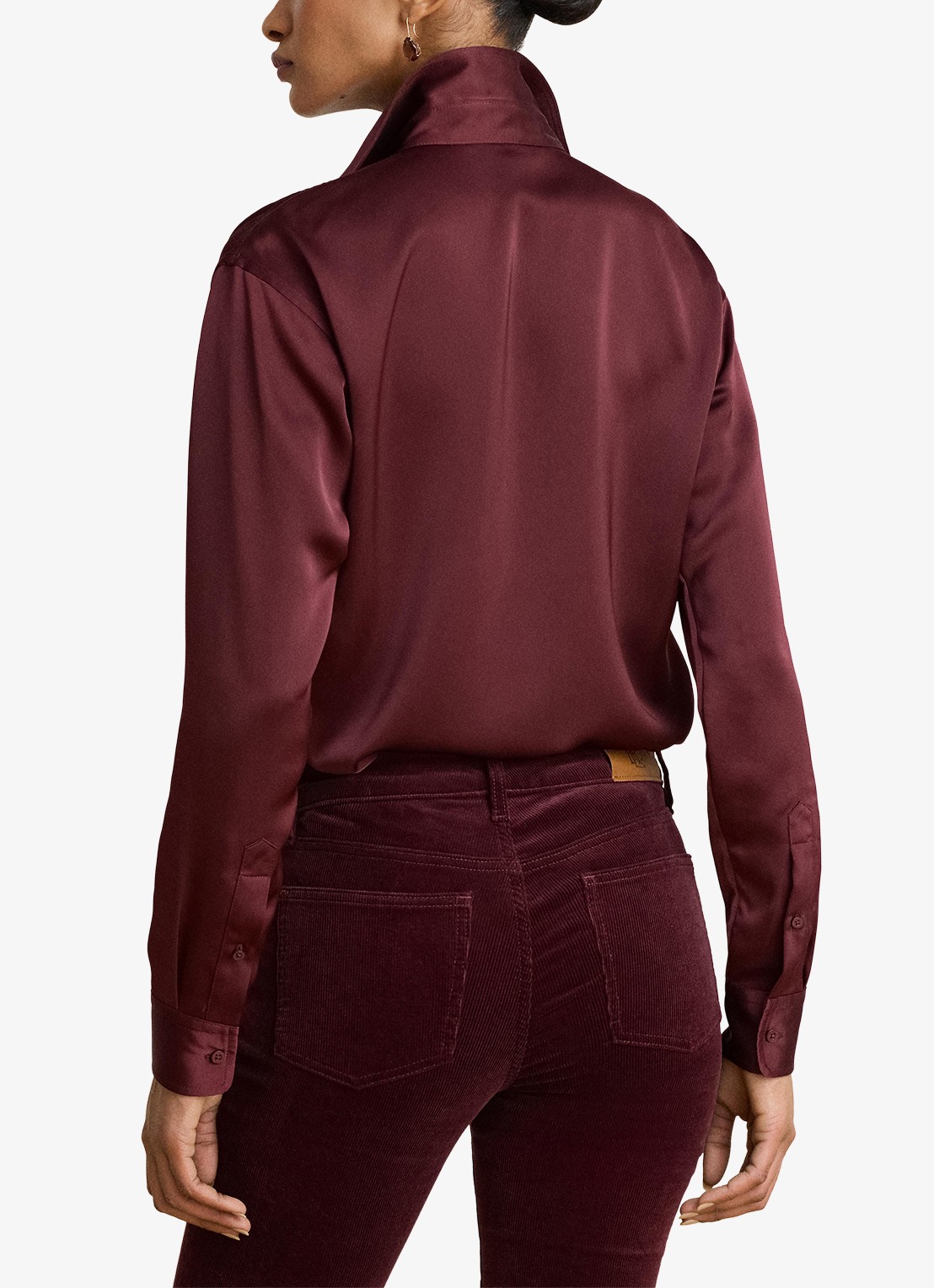 Ralph Lauren Blouse van satijn - achterkant 3 dark garnet / bordeauxrood