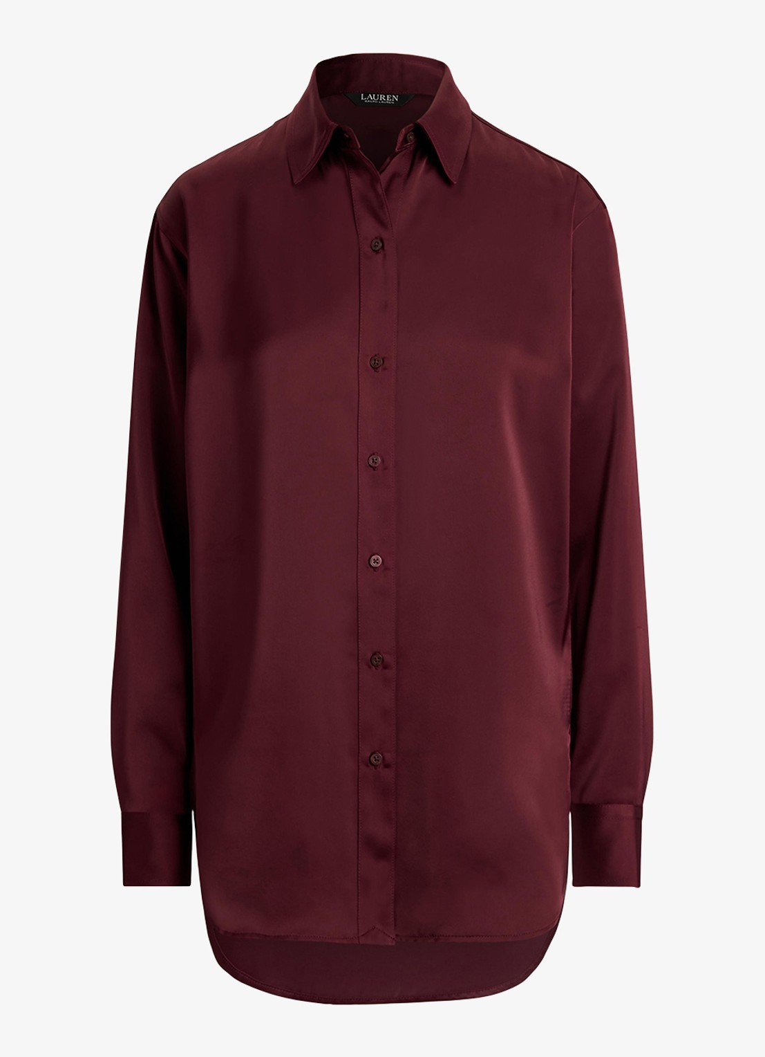 Ralph Lauren Blouse van satijn - voorkant 4 dark garnet / bordeauxrood