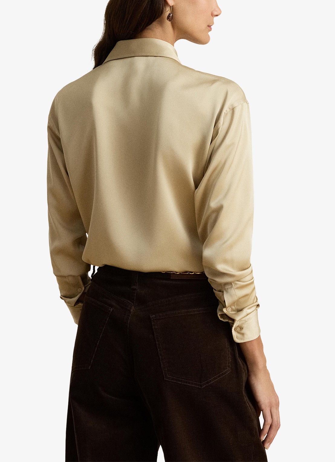 Ralph Lauren Blouse van satijn - achterkant ranch cream / beige