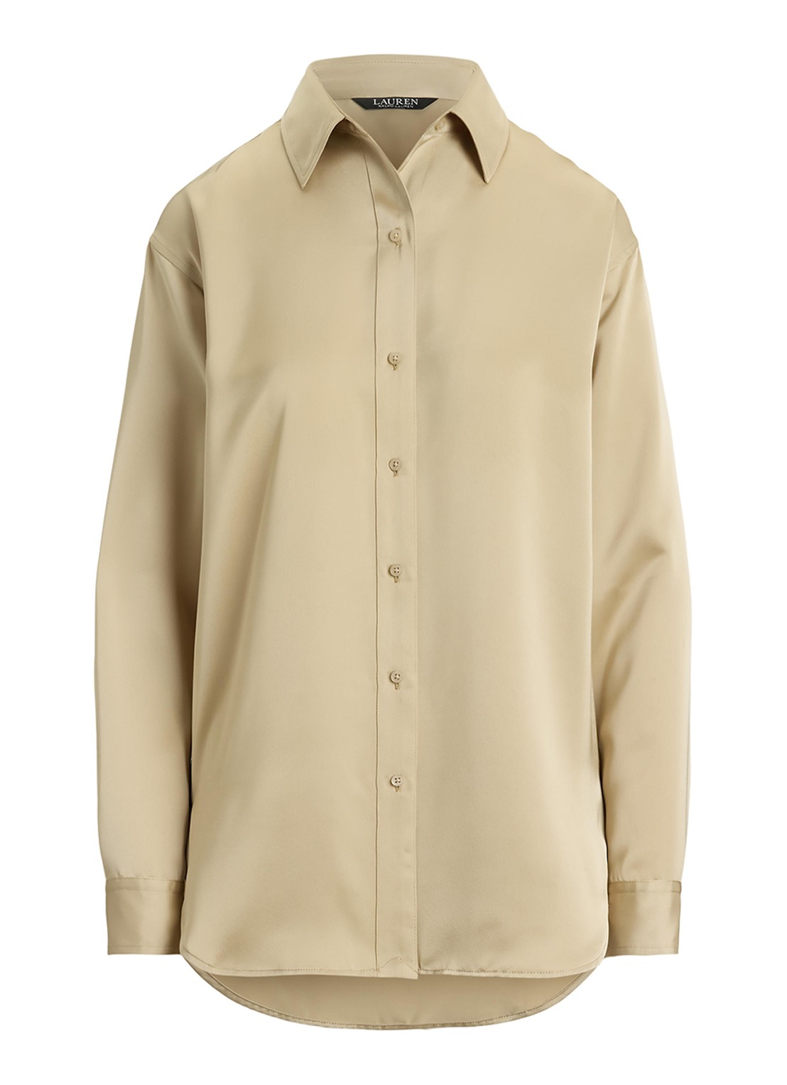 Ralph Lauren Blouse van satijn - voorkant 4 ranch cream / beige