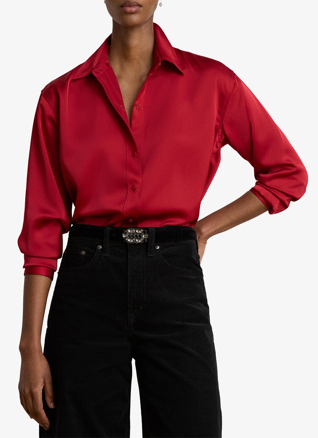 Ralph Lauren Blouse van satijn - detail 4 ralph red / rood