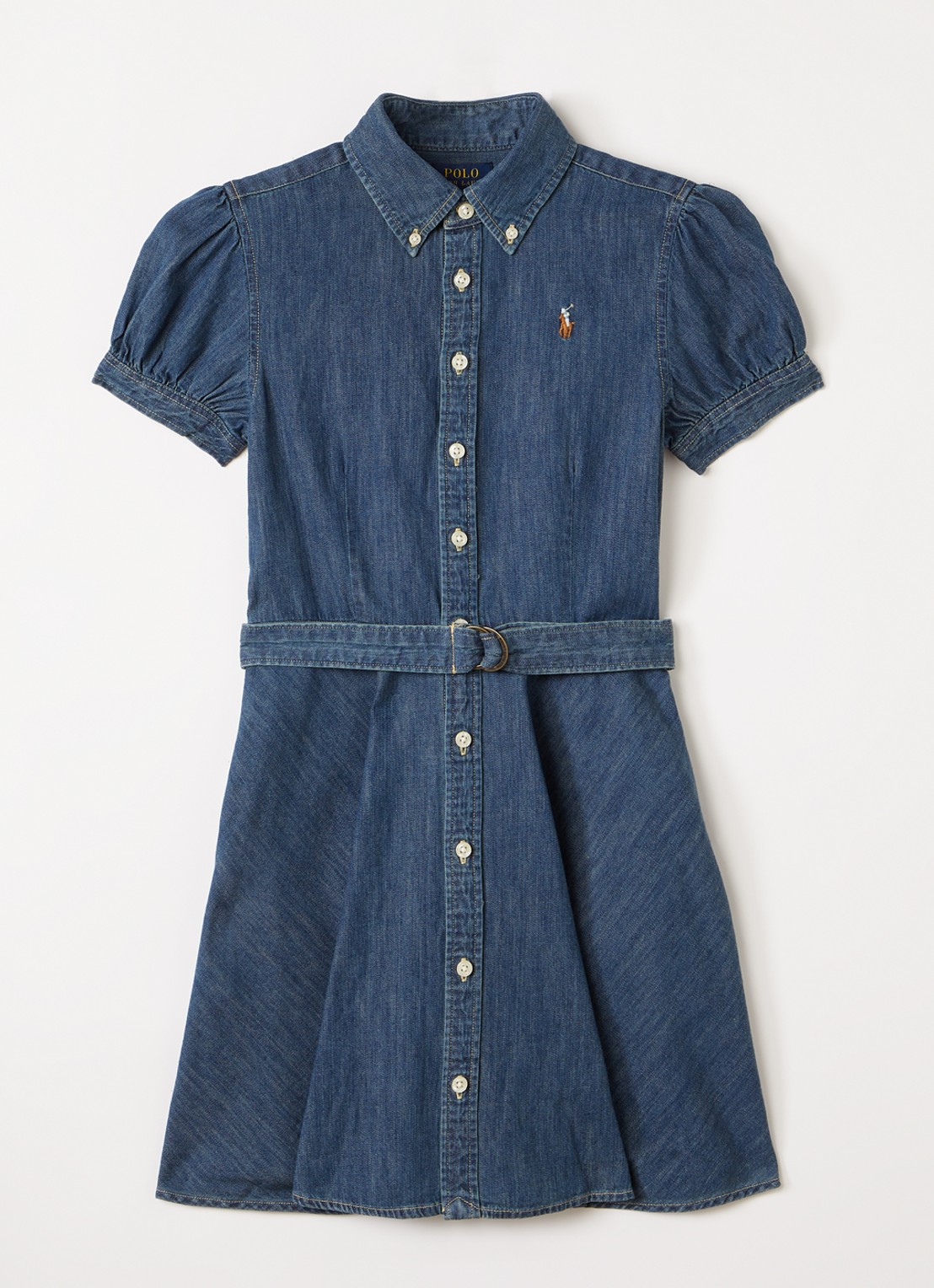 Ralph Lauren Blousejurk van denim met logo - voorkant 2 indigo