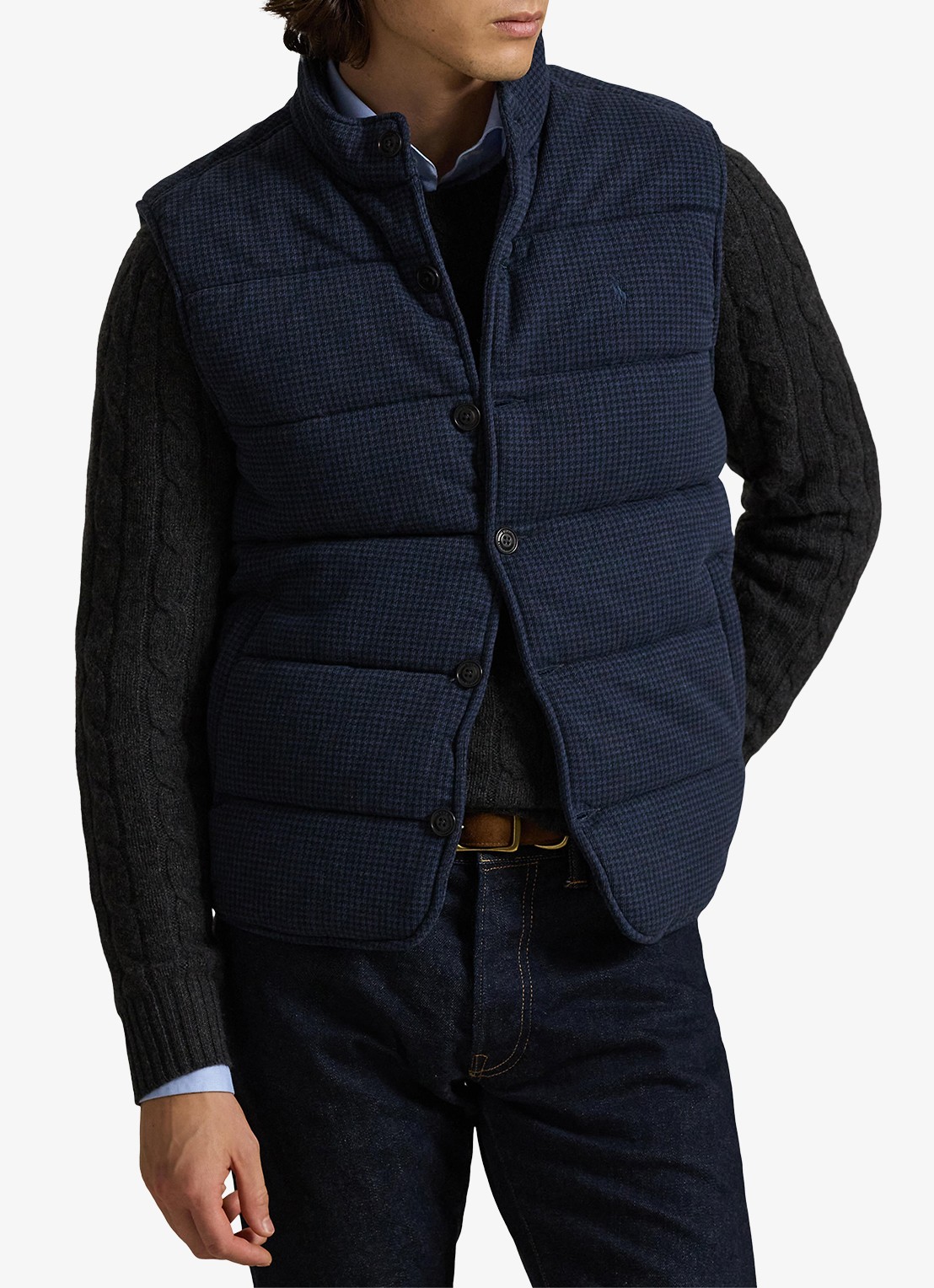 Ralph Lauren Bodywarmer met pied-de-poule dessin - detail 4 winter navy / donkerblauw