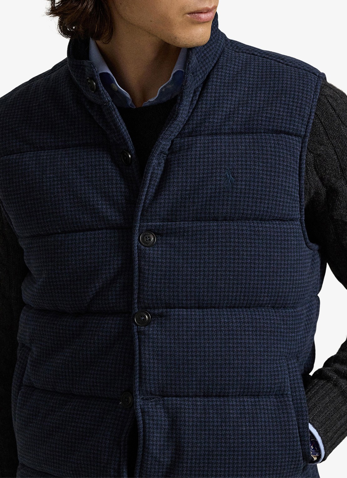 Ralph Lauren Bodywarmer met pied-de-poule dessin - detail 5 winter navy / donkerblauw